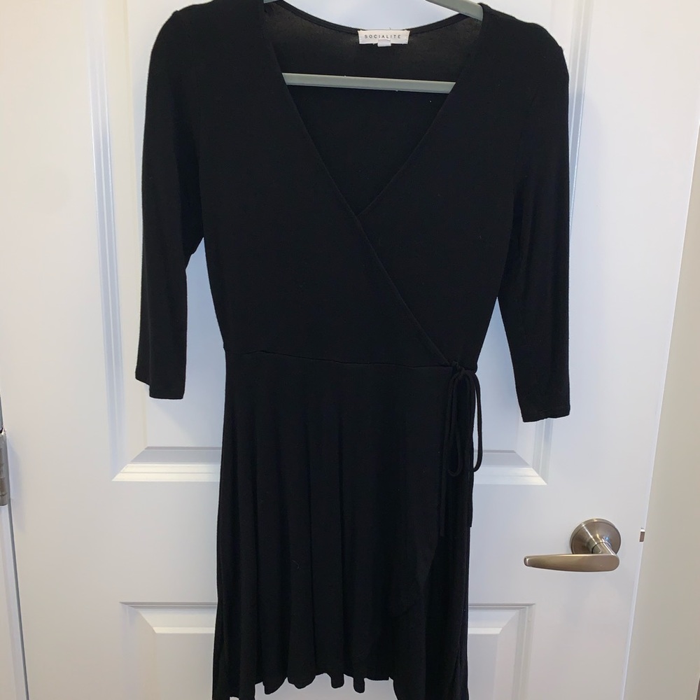 Socialite Black Wrap Dress, size Small
